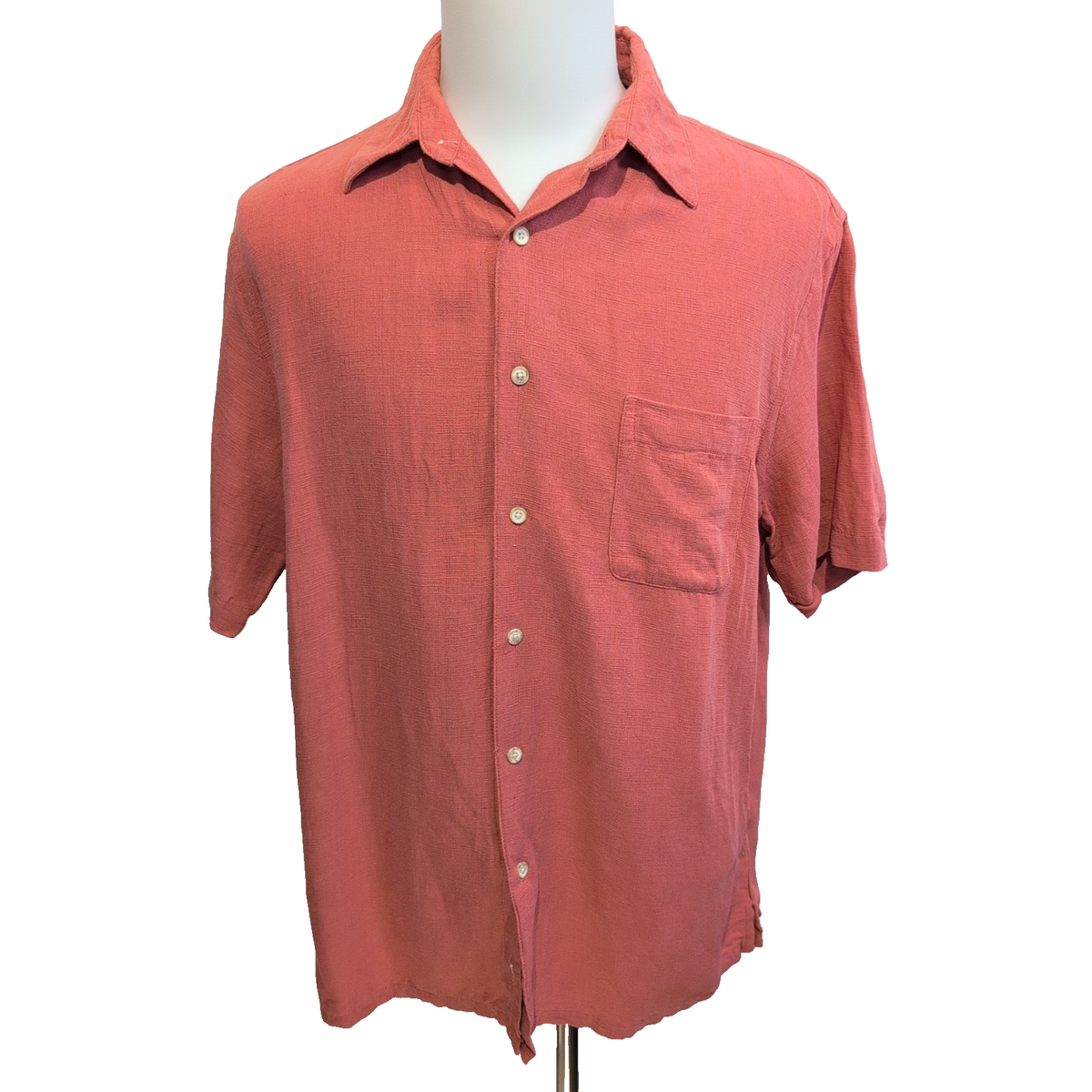 Chemise Tasso Elba Soie Lin Rouge Pâle Manches Courtes Taille L