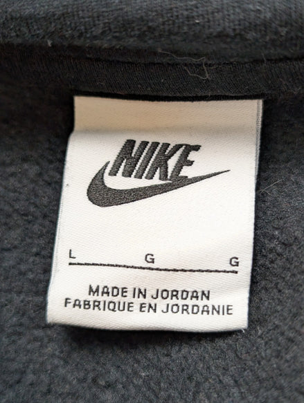 Sweat à Capuche Nike Noir - Logo Brodé Blanc - Coton Épais Premium - Taille L