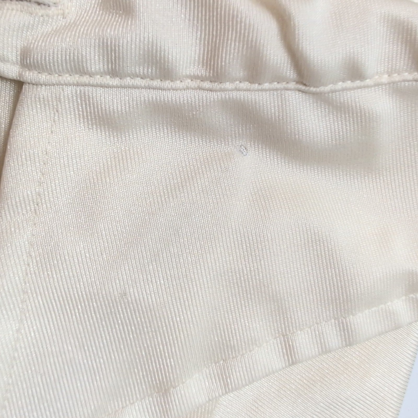 Chemise Vintage Qiana Esquires Choice Nylon 70s Beige Crème Col Pointes S