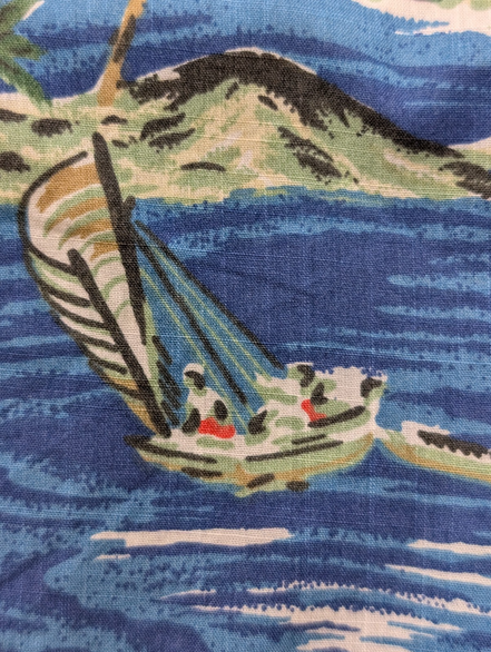 Chemise Hawaïenne J.Crew Coton Bleu Motif Plage & Palmiers - Taille S