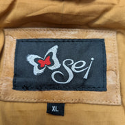 Veste cuir marron clair Sei avec franges femme taille XL #29c