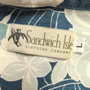 Chemise Hawaïenne Sandwich Isle Made in USA Bleu Blanc Taille L Coton