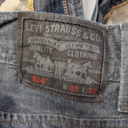 Jean Levi's 514 Homme Vintage Bleu Foncé W36 L32 Denim Poche Arrière Rabat