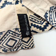 Chemise South House M écru bleu marine motifs aztèques coton manches courtes
