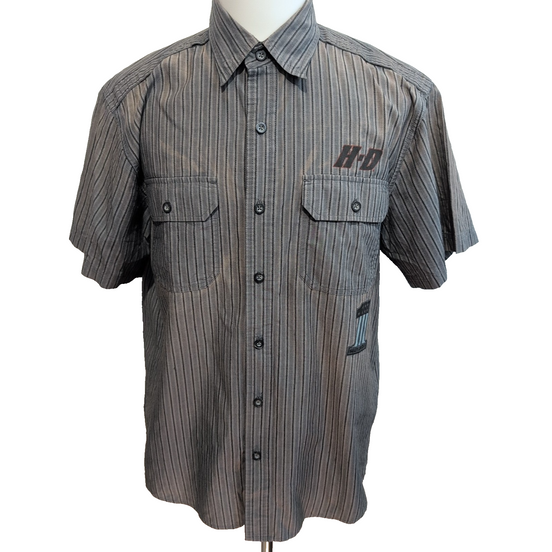 Chemise Harley Davidson XL Gris Rayures Manches courtes HD N°1 2 Poches
