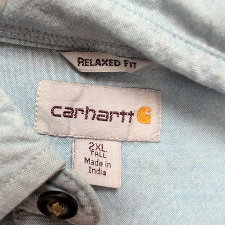 Chemise Carhartt 2XL Tall bleu clair Relaxed Fit coton workwear