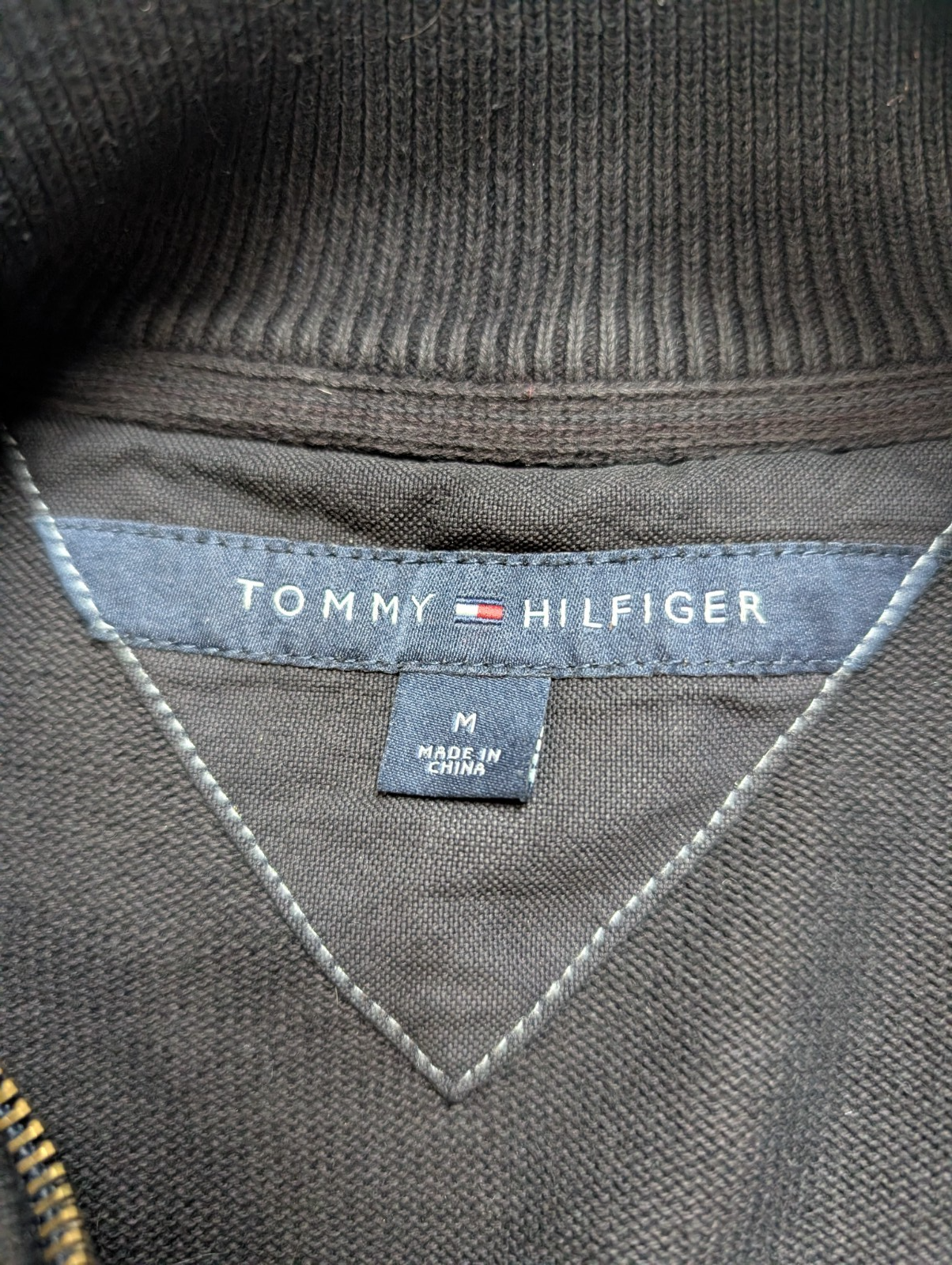 Pull Tommy Hilfiger Homme Col Zippé Noir Profond - Taille M
