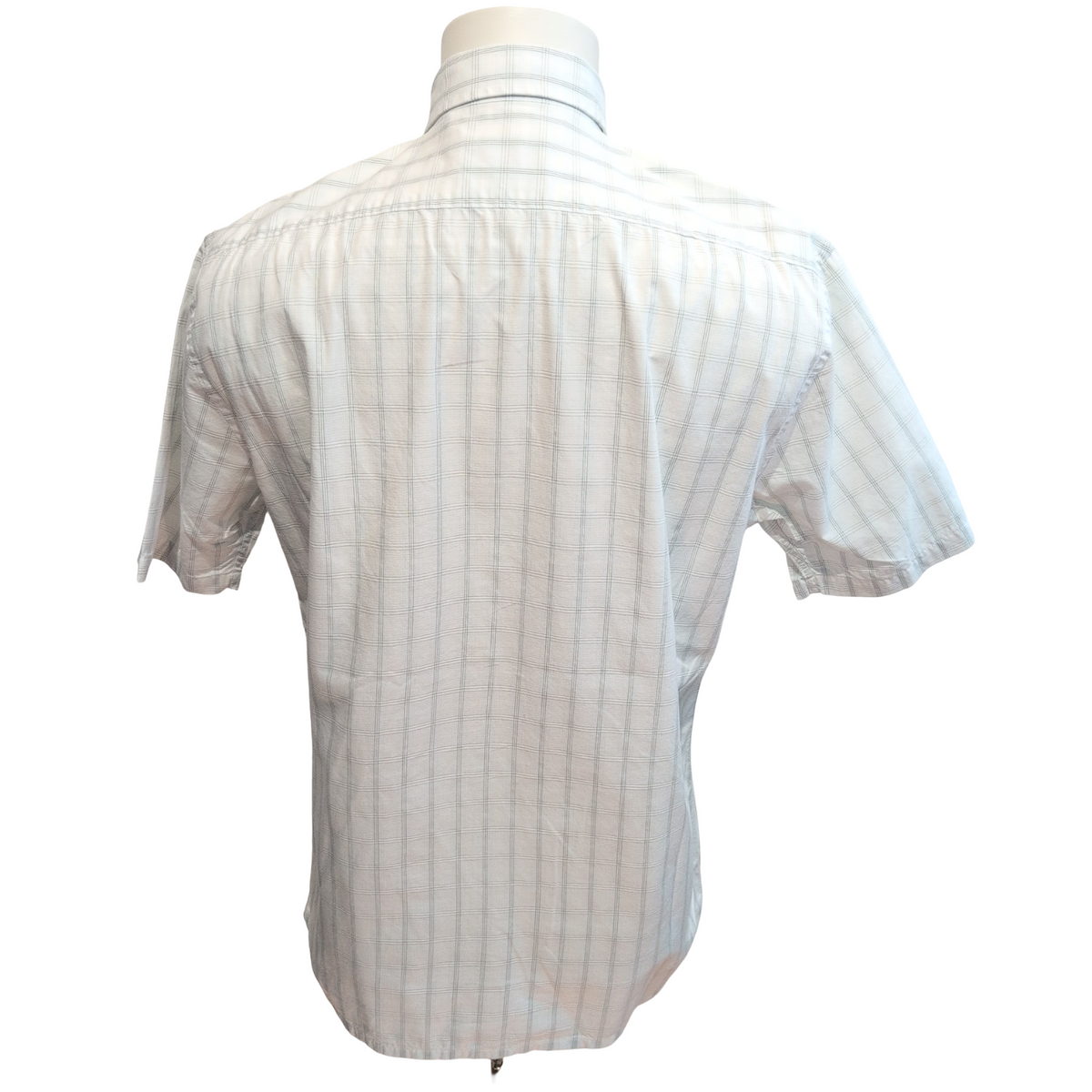 Chemise YVES SAINT LAURENT M Blanche Carreaux Gris 100% Coton Manches Courtes