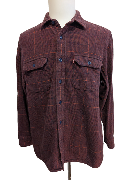 Chemise LEVI'S Relaxed Flanelle Très Épaisse Bordeaux Manches Longues 🔥 - T.L
