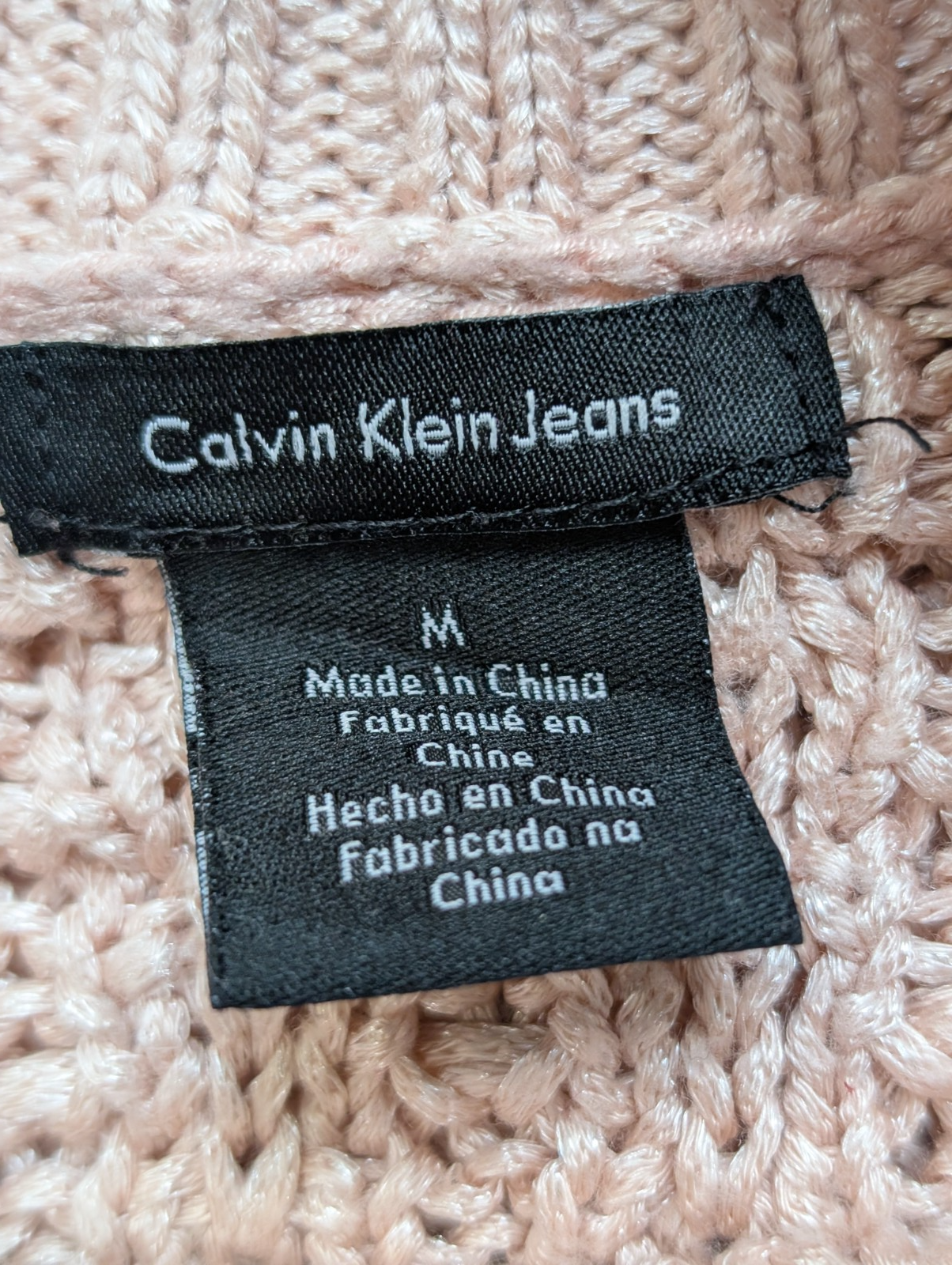 Pull Calvin Klein vintage rose saumon brillant satiné femme taille M