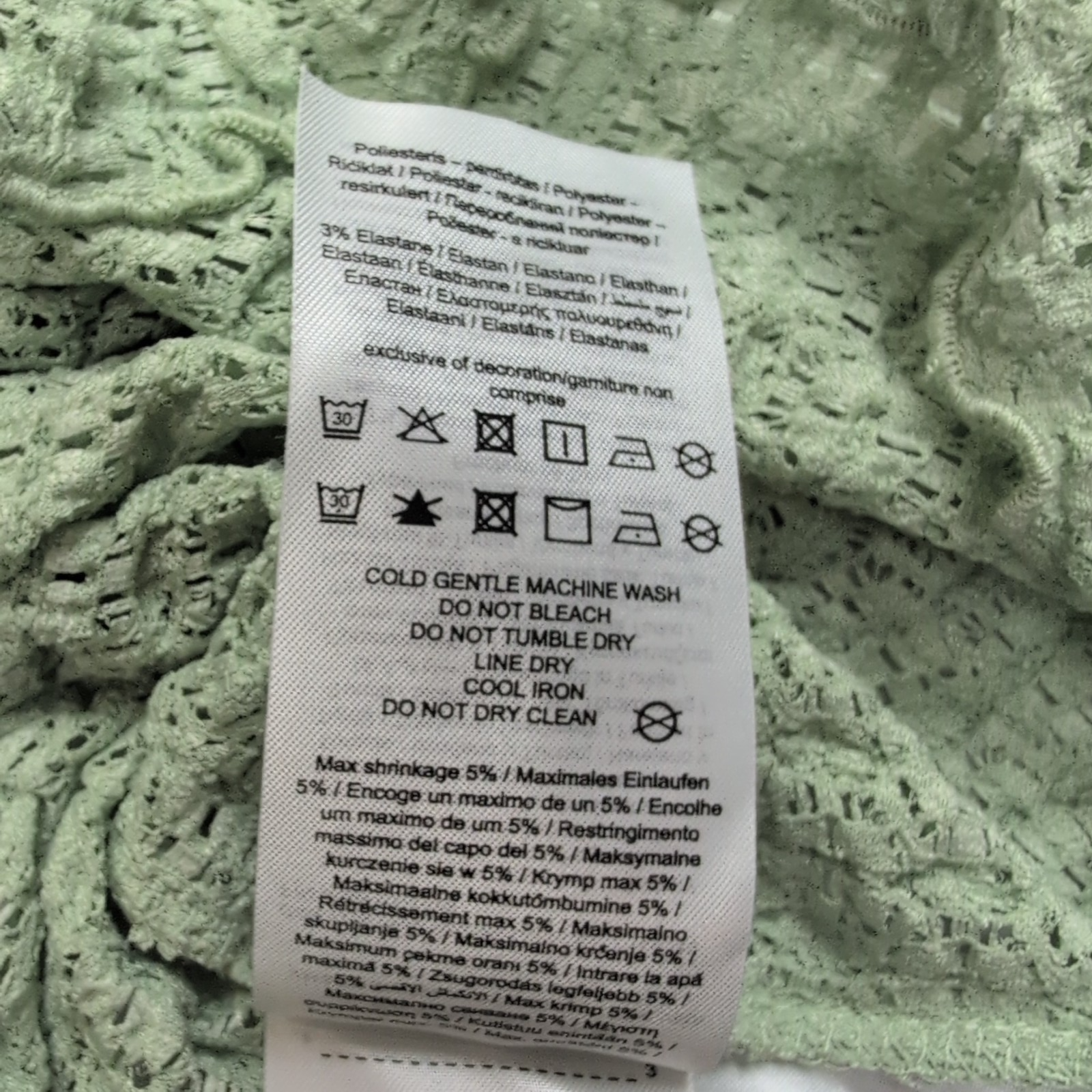 Haut Femme AWARE Vero Moda M Vert Gaufré Extensible Manches Courtes Neuf