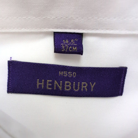 Chemise HENBURY S/M 14 1/2 blanche unie coton polyester neuve sans étiquette