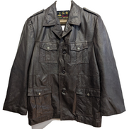 Veste Seal boutonnée cuir marron mi-longue vintage taille M #8c