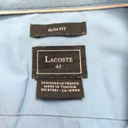 Lacoste chemise slim fit bleu uni stretch crocodile blanc taille 42 XL