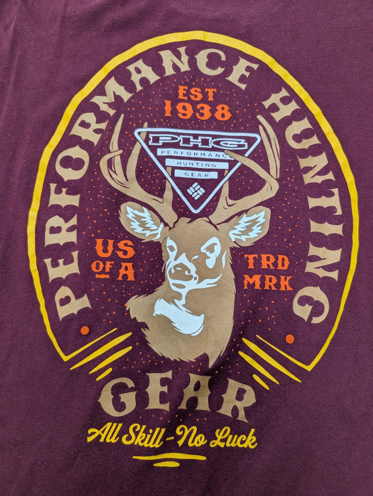 COLUMBIA PFG T-Shirt Homme L Bordeaux Pêche Logo Vintage Fishing Outdoor |101T