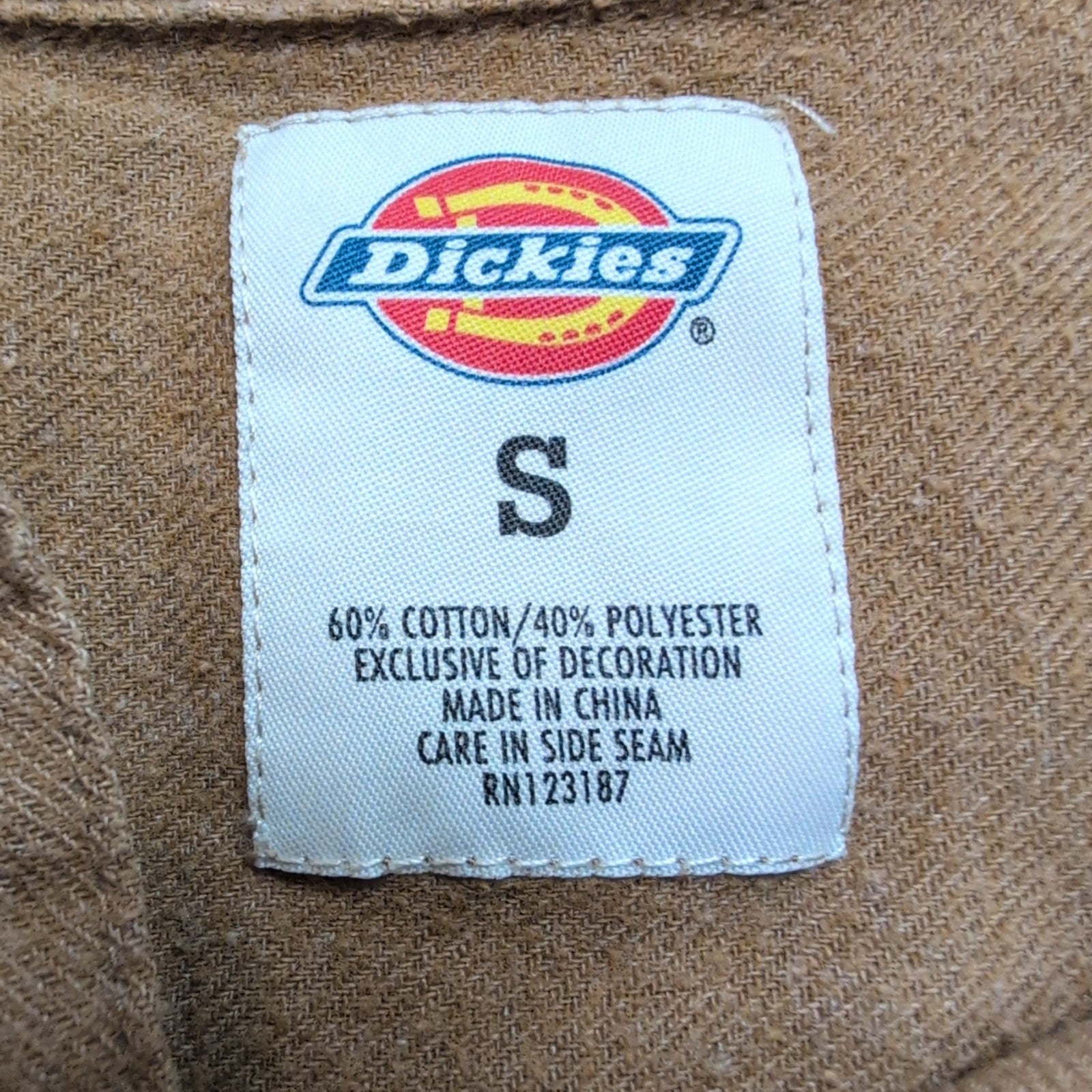 Chemise Dickies S Flanelle Western Marron Pressions Logo Poche Vintage