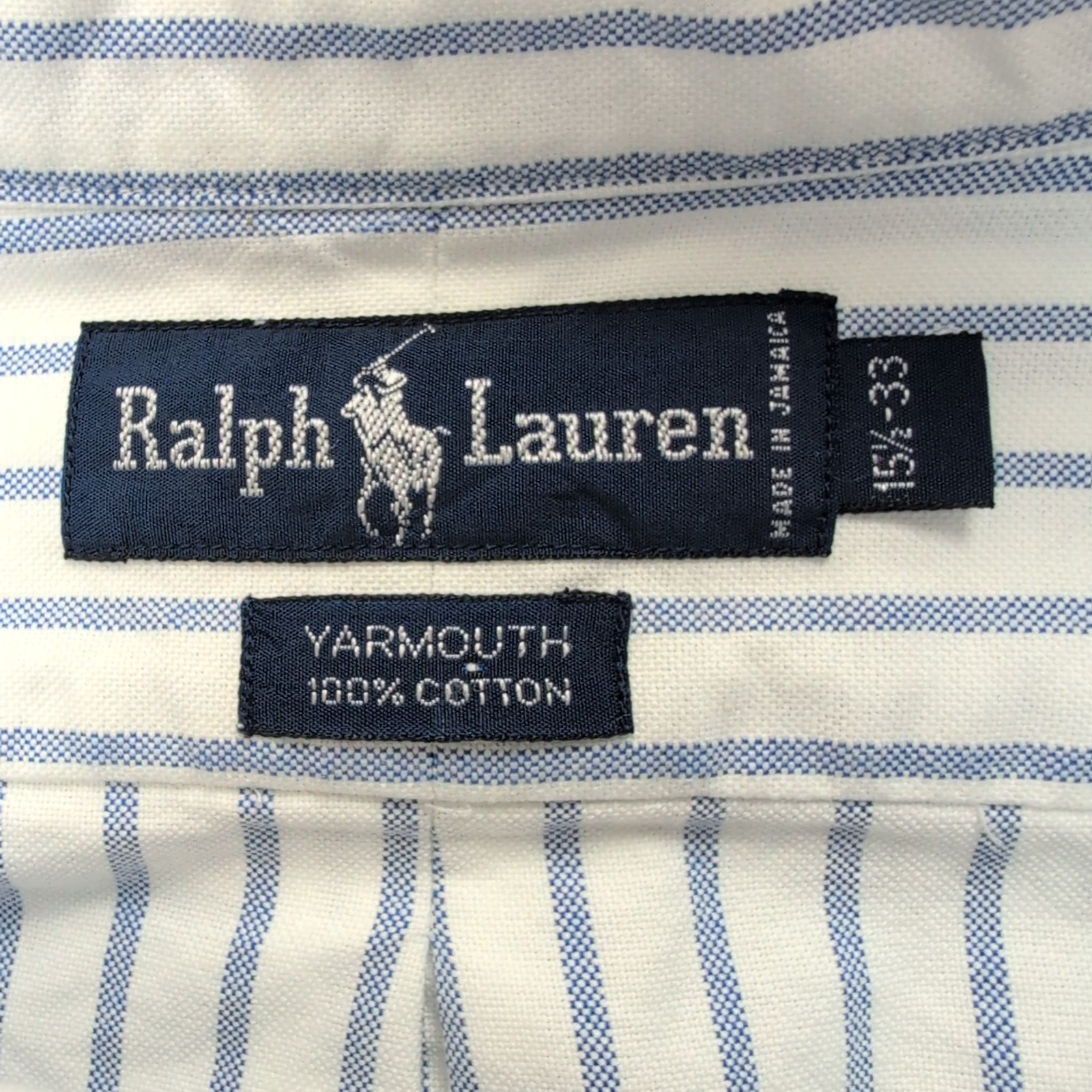 Chemise Ralph Lauren bleu rayures M/L Made in Jamaica Oxford Vintage