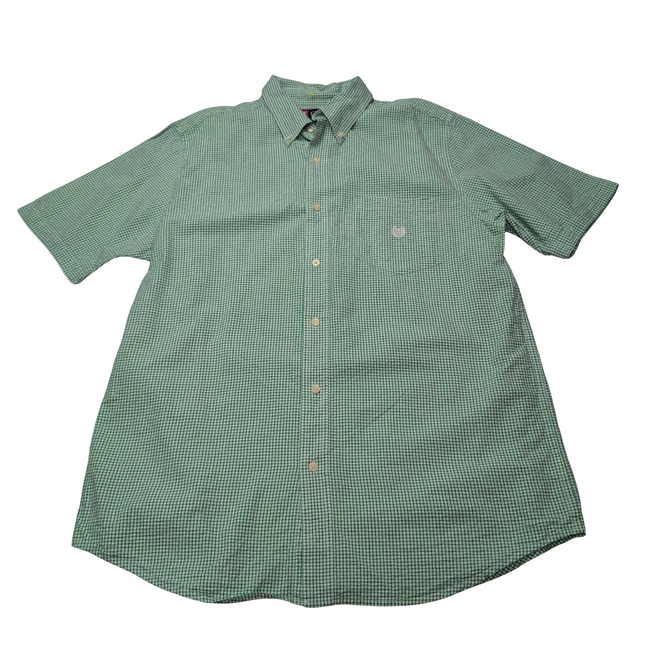 Chemise CHAPS verte à carreaux manches courtes taille L #2e