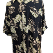 Chemise Hawaïenne PURITAN Noire Motif Feuillage Vert - Taille XL