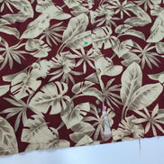 Chemise hawaïenne Pierre Cardin XL bordeaux feuillage 100% rayonne