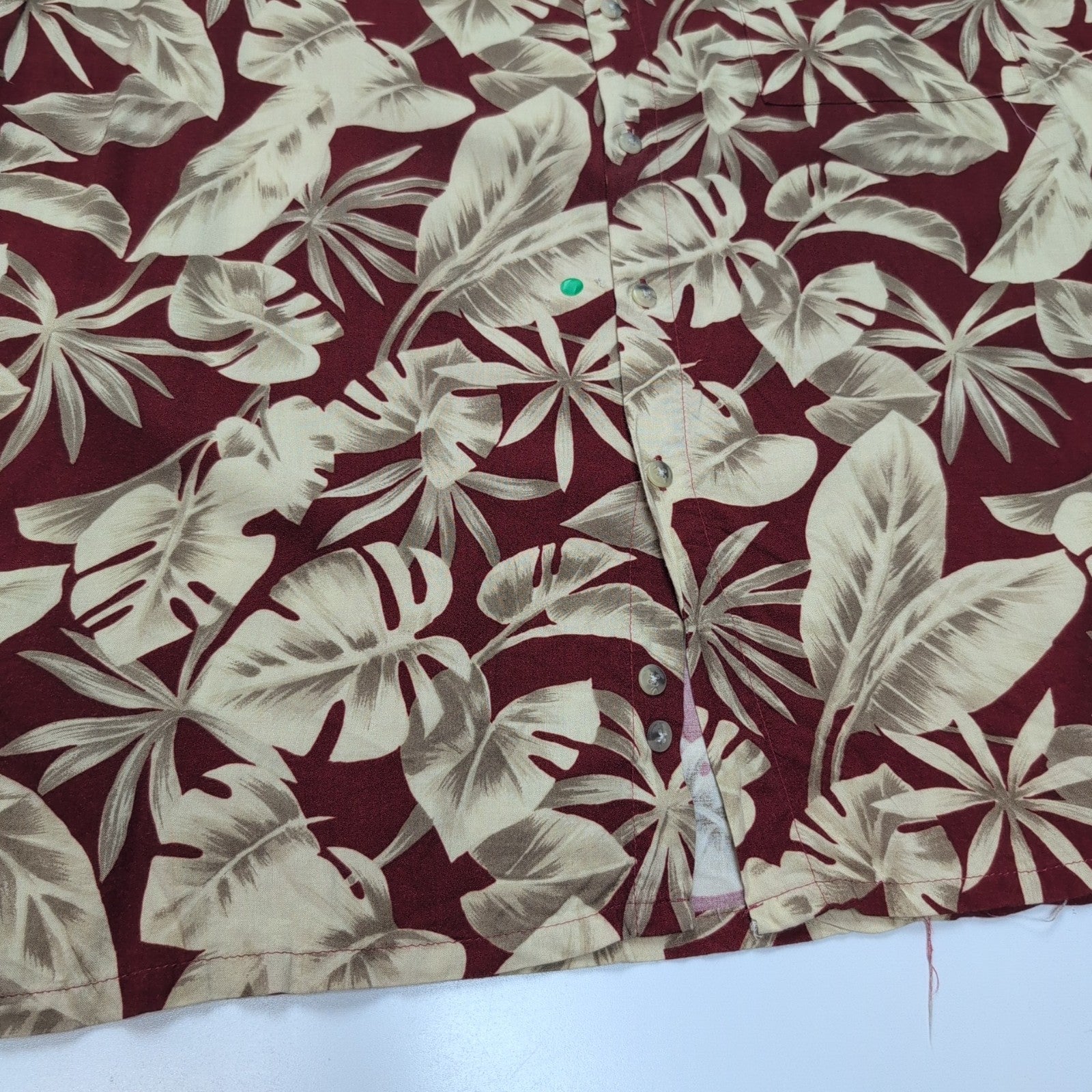 Chemise hawaïenne Pierre Cardin XL bordeaux feuillage 100% rayonne