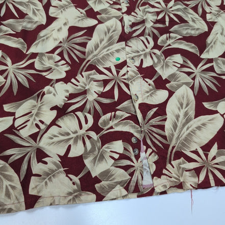 Chemise hawaïenne Pierre Cardin XL bordeaux feuillage 100% rayonne