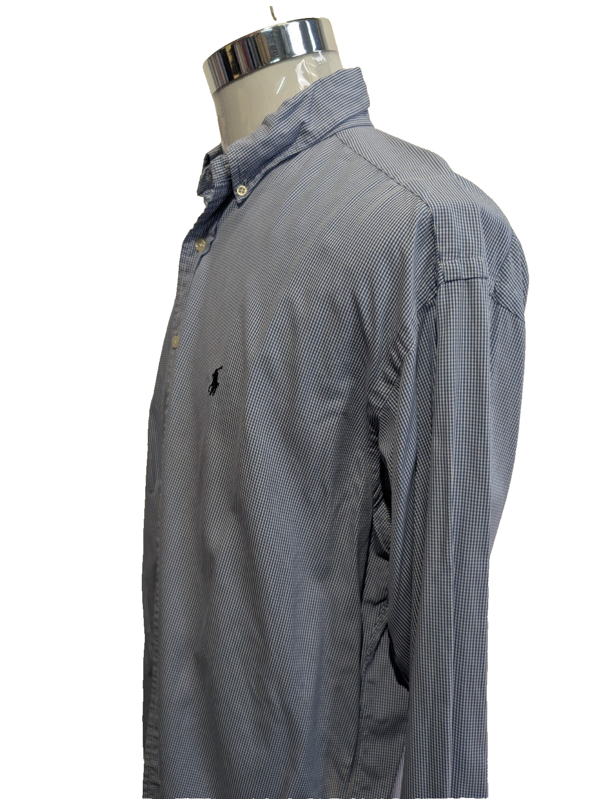 Chemise Polo Ralph Lauren Shirt Blake XL Vichy Bleu Blanc Logo Marine Button Dow