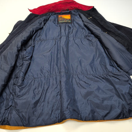 🌟 OUTBROOK Manteau / Veste Longue Nubuck Cuir VÉRITABLE BLEU MARINE T. 2XL |44c