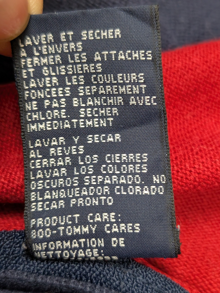 Pull Tommy Hilfiger vintage rare bleu marine col zippé poches homme taille L