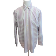 Chemise Ralph Lauren Big Shirt Vintage L Violet Pâle Rayures Logo Bleu Marine