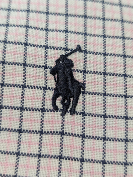 Ralph Lauren Chemise Homme M/L Rose Blanc Carreaux Gingham Manches Longues Custo