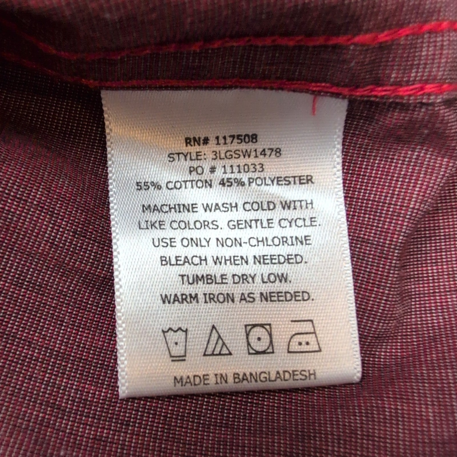 Chemise LEVI'S Homme M Bordeaux Manches Courtes Poche
