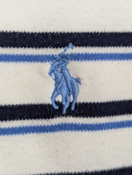 Polo manches courtes Polo Ralph Lauren M blanc rayures bleu marine logo bleu