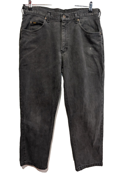 Jean Lee 1889 Vintage Regular Fit Homme Noir Denim Patiné W32 Classic Straight