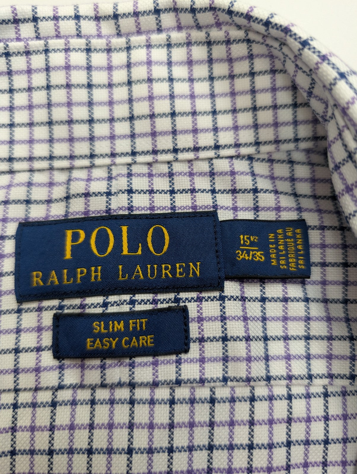 Chemise Ralph Lauren violet petits carreaux logo marine taille M / L #2558