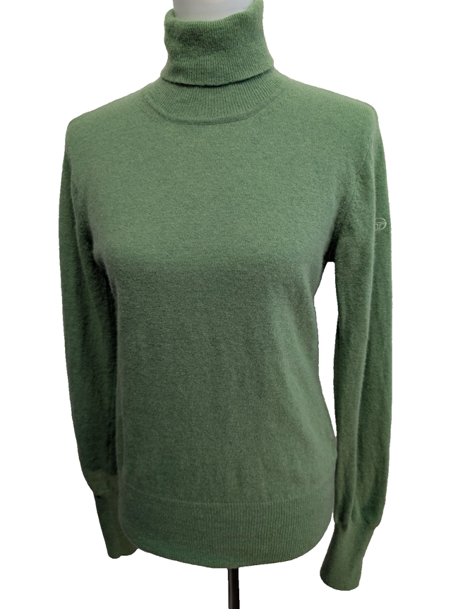 Pull SERGIO TACCHINI Col Roulé 80% Laine d'Agneau Vert Pomme Femme Taille L