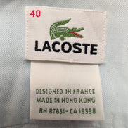 Chemise Lacoste 40 M L Hong Kong bleu clair logo vert coton manches longues
