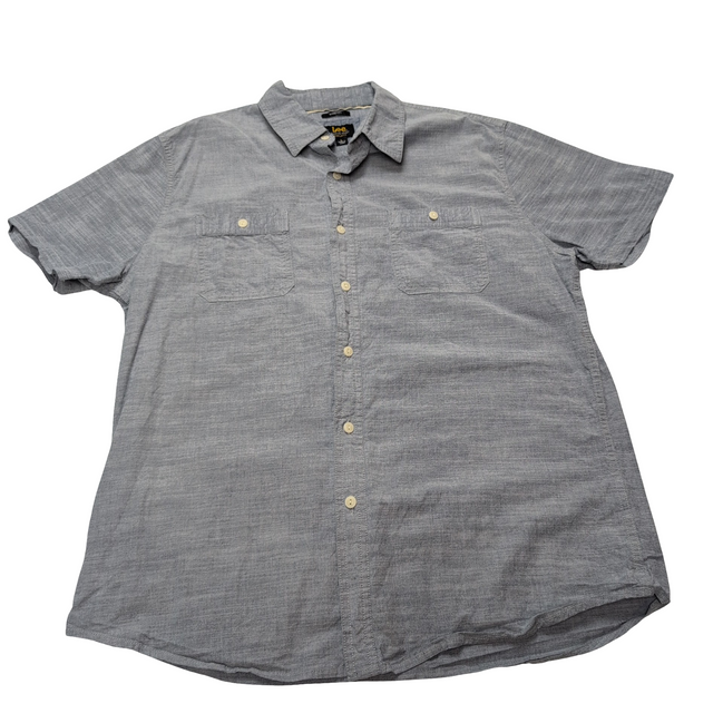 Chemise Lee grise unie stretch manches courtes taille L 2 poches homme