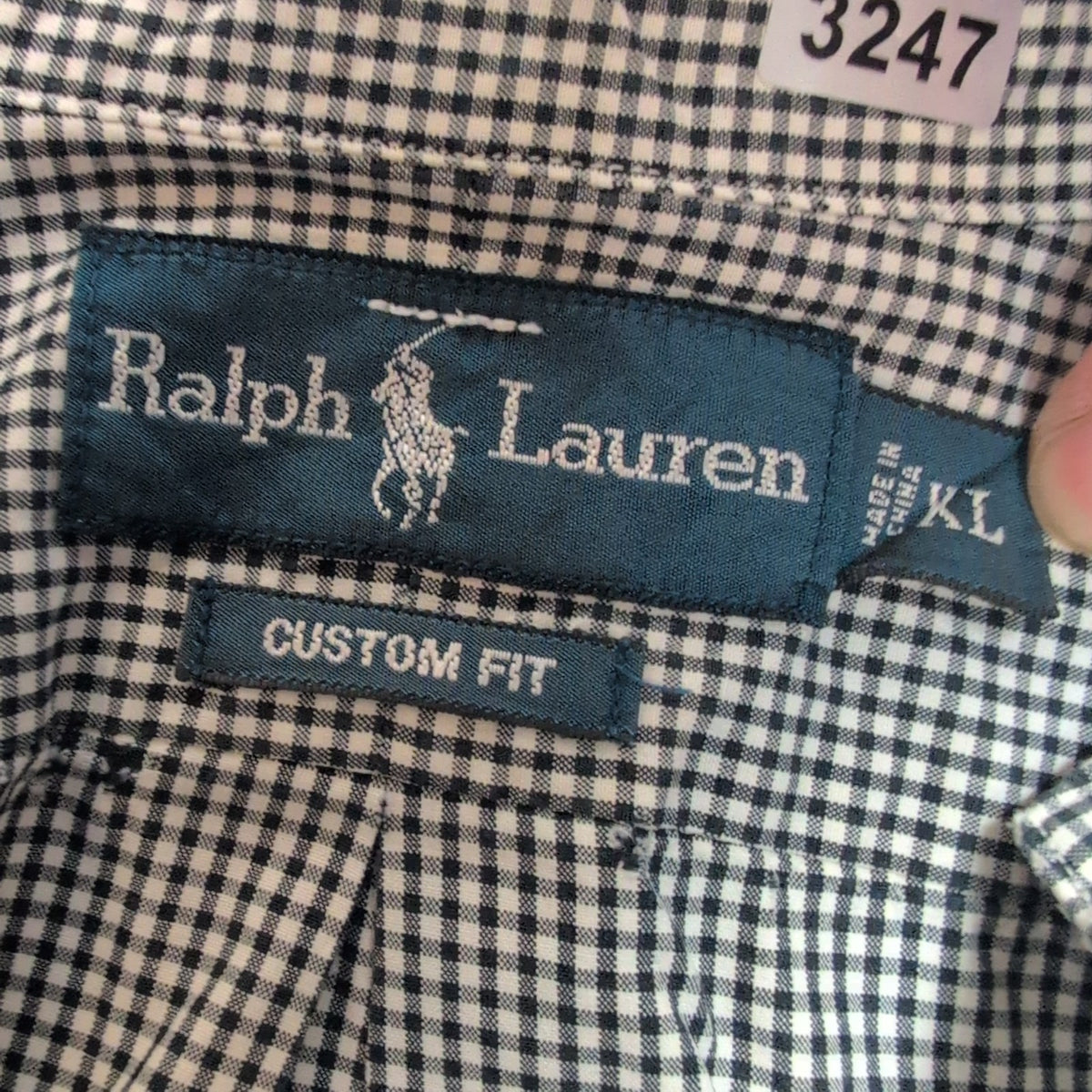 Chemise Ralph Lauren Custom Fit XL Noir Blanc Carreaux Manches Courtes