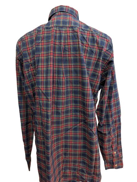 Chemise Ralph Lauren Taille L Carreaux Rouge Bleu Logo Jaune - Excellent État