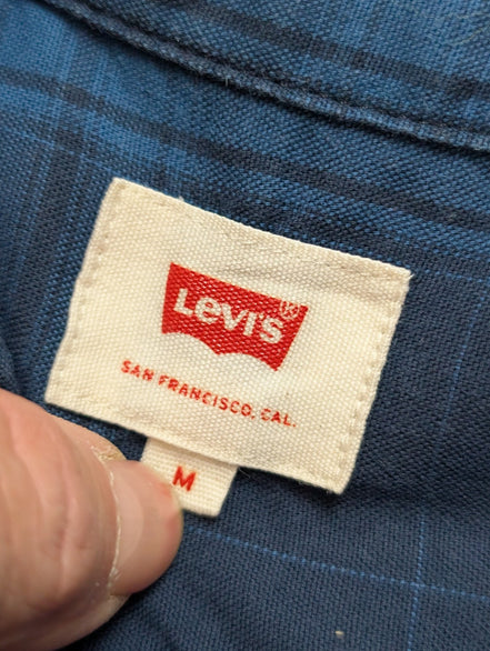 Chemise Levi's à Carreaux Bleu et Bleu Marine Manches Longues Taille M