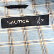 Chemise Nautica XL Bleu Clair Carreaux 100% Coton Logo Poche manches longues