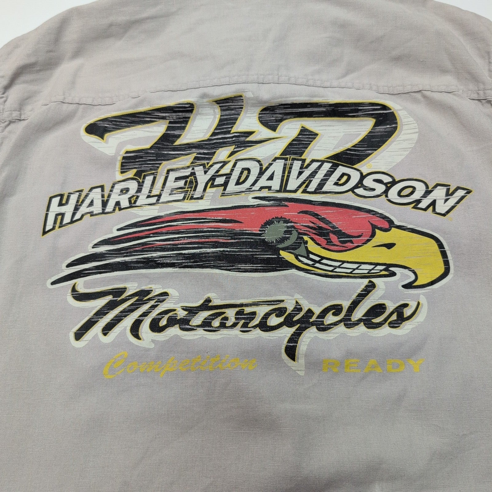 Chemise Harley-Davidson 2XL Sans Manches Gris Brodé Aigle Dos Lin Coton