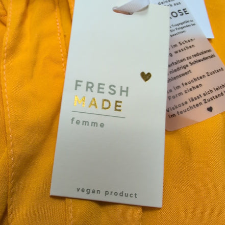 Short Femme M Fresh Made Jaune 100% Viscose Fluide Neuf avec Étiquette