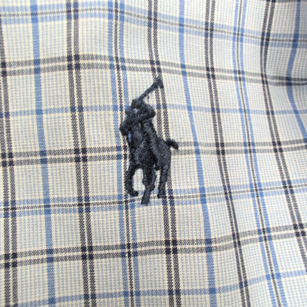 Chemise Ralph Lauren Vintage Yarmouth L bleu carreaux manches longues