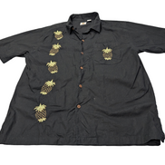 Chemise hawaïenne Sol Wear noire ananas manches courtes taille L #734