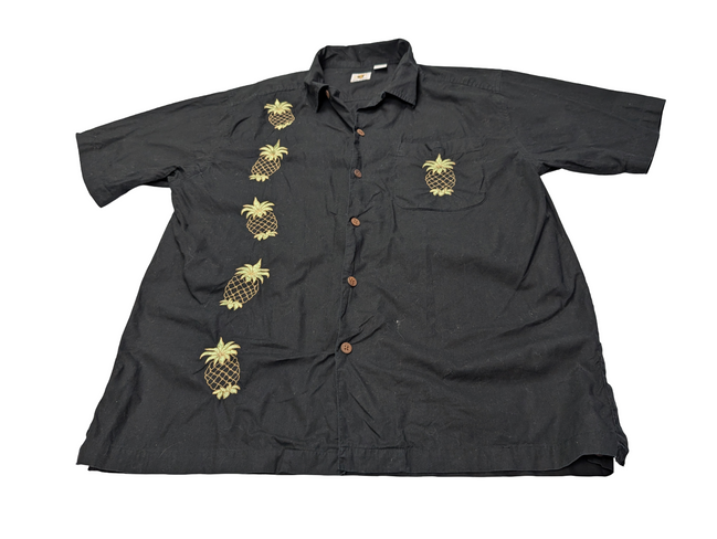 Chemise hawaïenne Sol Wear noire ananas manches courtes taille L #734