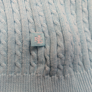 Pull femme LAUREN Ralph Lauren bleu ciel torsades coton col V taille L