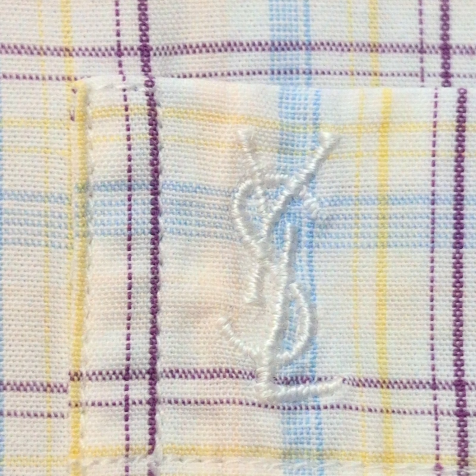 Chemise YVES SAINT LAURENT 100% Coton M Carreaux Logo Brodé Manches courtes