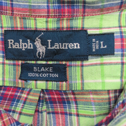 Chemise Ralph Lauren Blake L Carreaux Vert Rouge Manches Courtes Button Down 